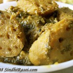 Bhee Paalak~Lotus stem in spinach curry